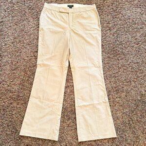 Banana Republic Martin Career Pinstripe Beige Cream Bootcut Stretch Pants 14 NWT